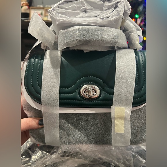 NWT Coach Marlie Top Handle Satchel With Border Quilting In Ivy Green - Picture 5 of 8